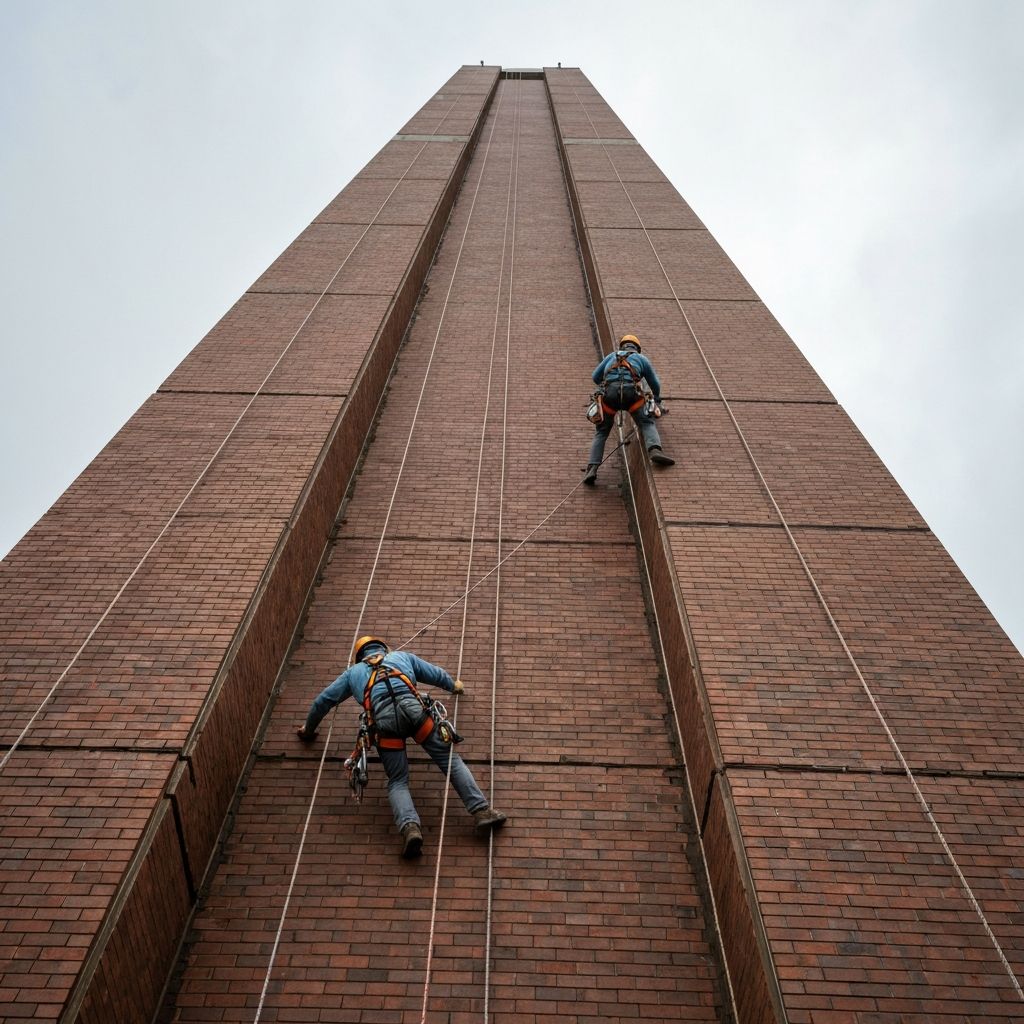 High-level facade maintenance and repointing work